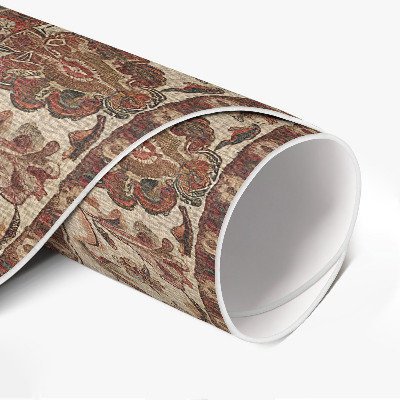 Vinyl vloerkleed rond Subtiele Perzische motieven in zandtinten