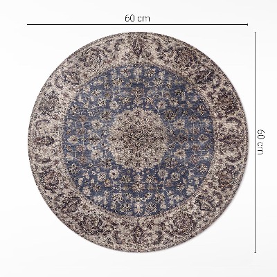 Vinyl vloerkleed rond Perzische ornamenten in blauwe tinten