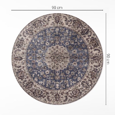 Vinyl vloerkleed rond Perzische ornamenten in blauwe tinten