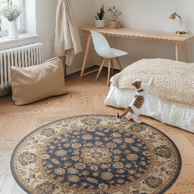 Vinyl vloerkleed rond Perzische patronen in karameltinten