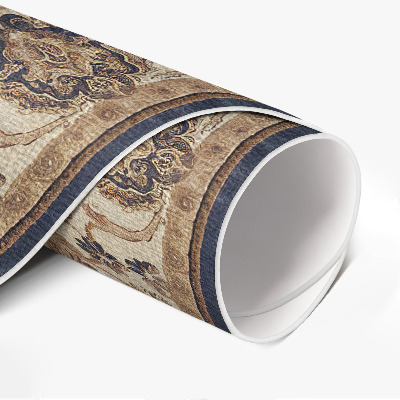 Vinyl vloerkleed rond Perzische patronen in karameltinten