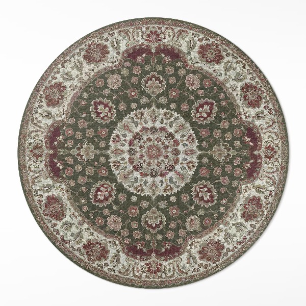 Vinyl vloerkleed rond Perzische groene mandala