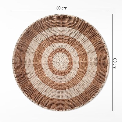 Rond pvc tapijt Rieten mand