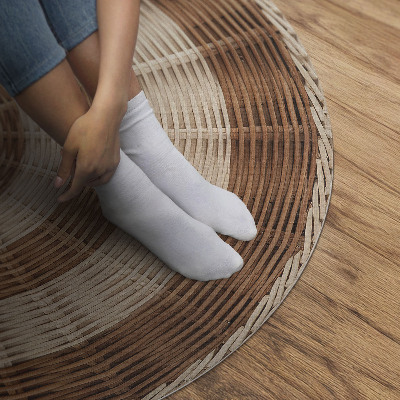 Rond pvc tapijt Rieten mand