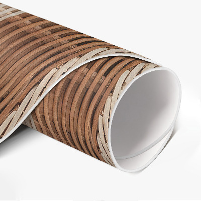 Rond pvc tapijt Rieten mand