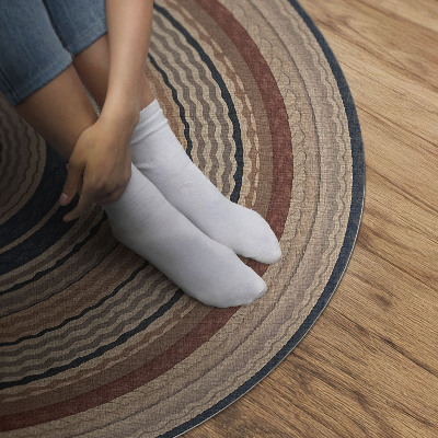 Vinyl vloerkleed rond Vlecht in warme tinten