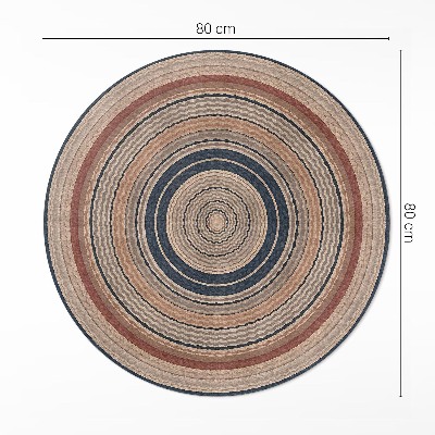 Vinyl vloerkleed rond Vlecht in warme tinten