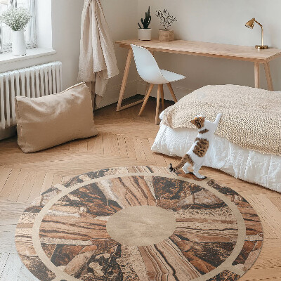 Vinyl vloerkleed rond Bruine compositie van edelstenen