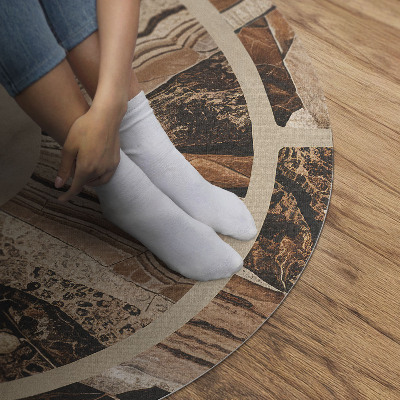 Vinyl vloerkleed rond Bruine compositie van edelstenen