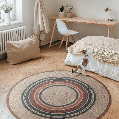 Vinyl vloerkleed rond Beige snaarcompositie