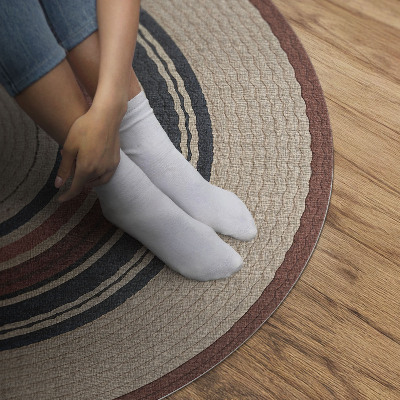 Vinyl vloerkleed rond Beige snaarcompositie