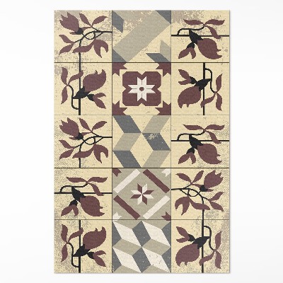 Tapijt vinyl Mozaïektegels met magnoliapatroon