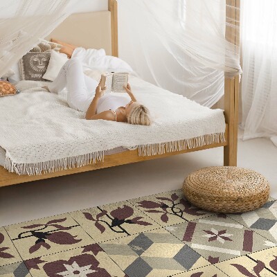 Tapijt vinyl Mozaïektegels met magnoliapatroon