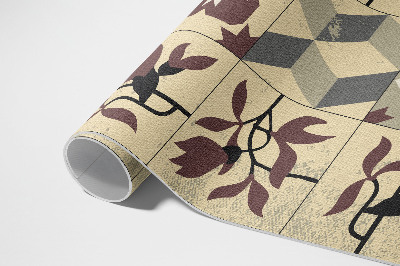 Tapijt vinyl Mozaïektegels met magnoliapatroon