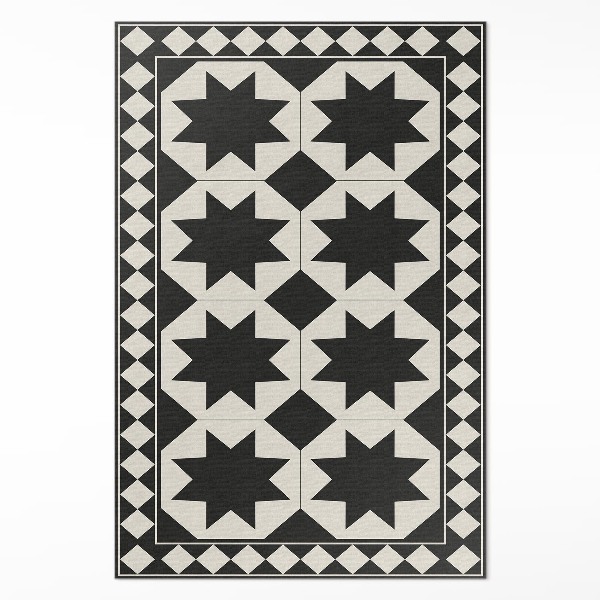 Vinyl tapijt Zwart-witte sterren elegante mozaïek