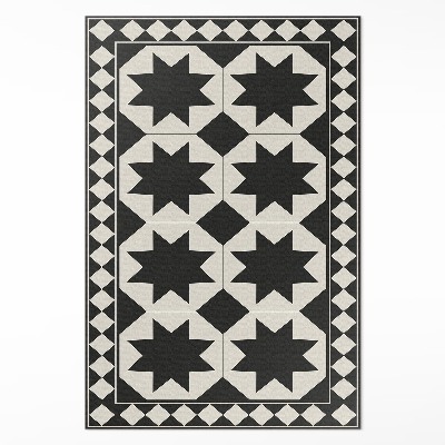 Vinyl tapijt Zwart-witte sterren elegante mozaïek