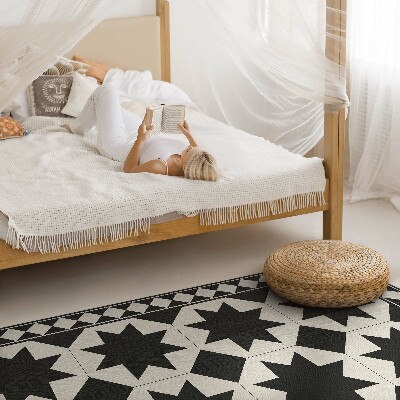 Vinyl tapijt Zwart-witte sterren elegante mozaïek