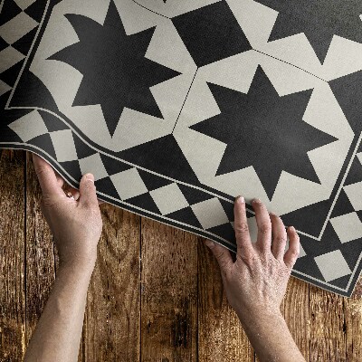 Vinyl tapijt Zwart-witte sterren elegante mozaïek
