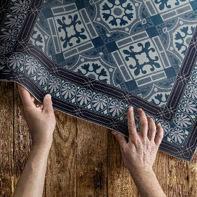 Vinyl vloerkleed Marineblauw Talavera prachtig vintage patroon