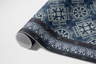 Vinyl vloerkleed Marineblauw Talavera prachtig vintage patroon