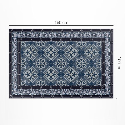 Vinyl vloerkleed Marineblauw Talavera prachtig vintage patroon