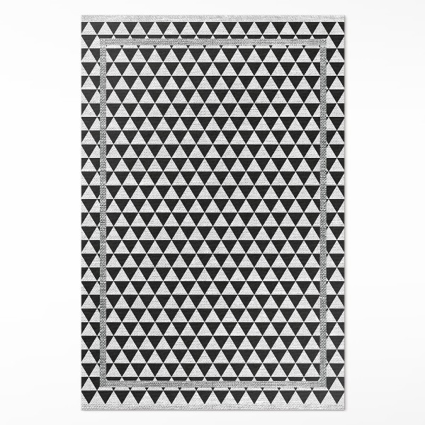 Vinyl tapijt Imitatiestof met zwart-witte driehoeken
