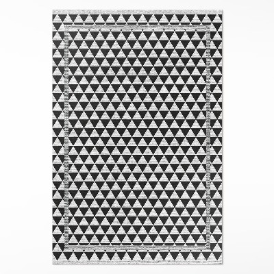 Vinyl tapijt Imitatiestof met zwart-witte driehoeken