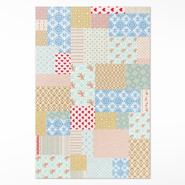 Tapijt vinyl Patchwork van verschillende stukken imitatiestof
