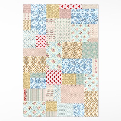 Tapijt vinyl Patchwork van verschillende stukken imitatiestof