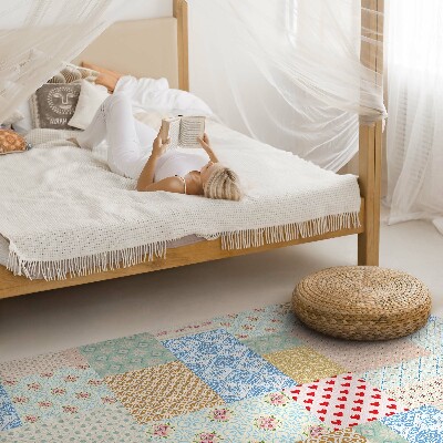 Tapijt vinyl Patchwork van verschillende stukken imitatiestof