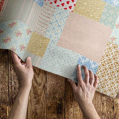 Tapijt vinyl Patchwork van verschillende stukken imitatiestof