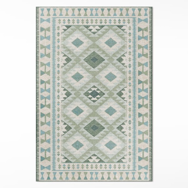 Vinyl vloerkleed Groene ruiten imitatiestof