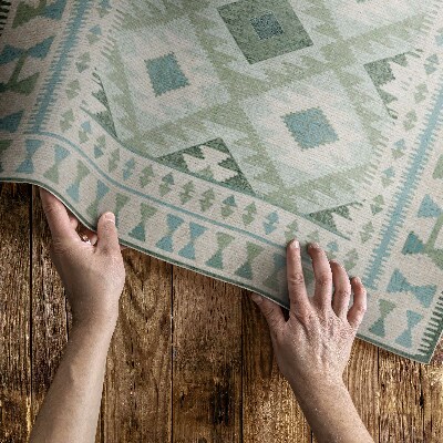 Vinyl vloerkleed Groene ruiten imitatiestof