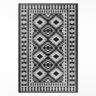 Vinyl vloerkleed Zwarte ruiten imitatiestof