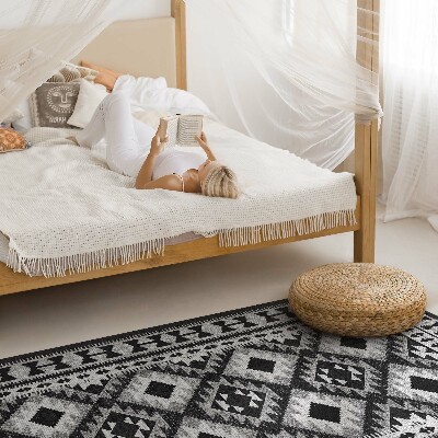 Vinyl vloerkleed Zwarte ruiten imitatiestof