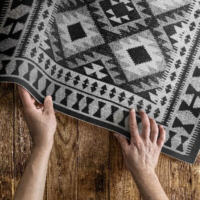 Vinyl vloerkleed Zwarte ruiten imitatiestof