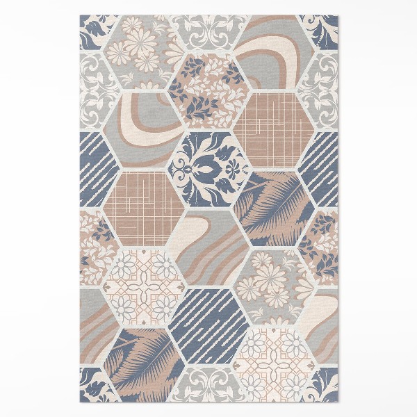 Tapijt vinyl Hawaiiaanse hexagon boho tegels