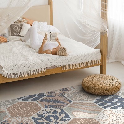 Tapijt vinyl Hawaiiaanse hexagon boho tegels