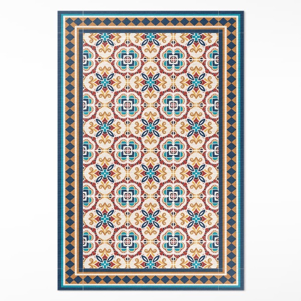 Vinyl vloerkleed Decoratieve tegels met bloemengeometrie