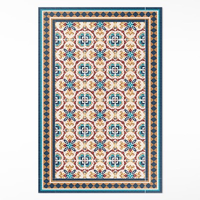 Vinyl vloerkleed Decoratieve tegels met bloemengeometrie