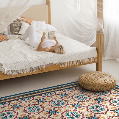 Vinyl vloerkleed Decoratieve tegels met bloemengeometrie