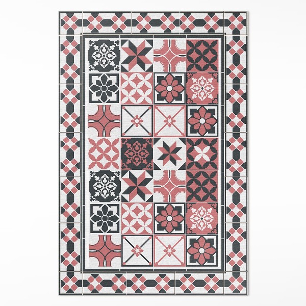 Tapijt vinyl Driekleurige geometrische decoratieve tegels