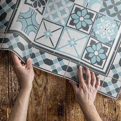 Vinyl vloerkleed Driekleurige geometrische siertegels