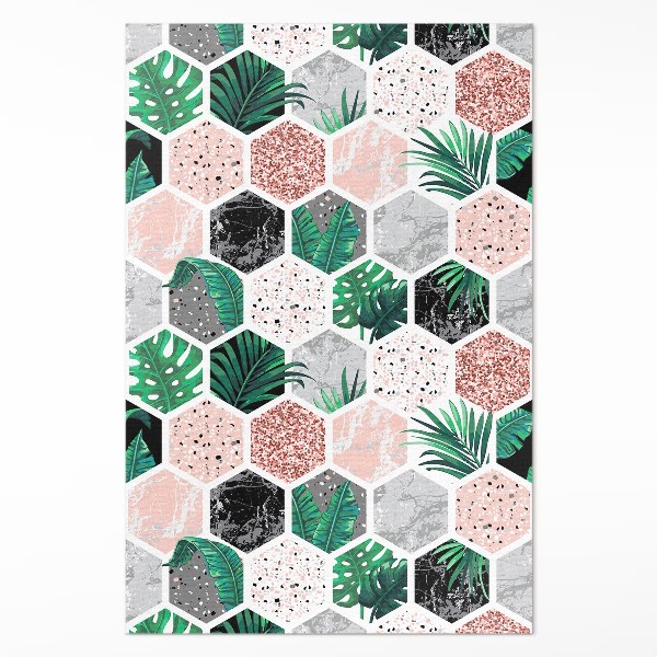 Vinyl tapijt Tropische zeshoeken van planten en stenen