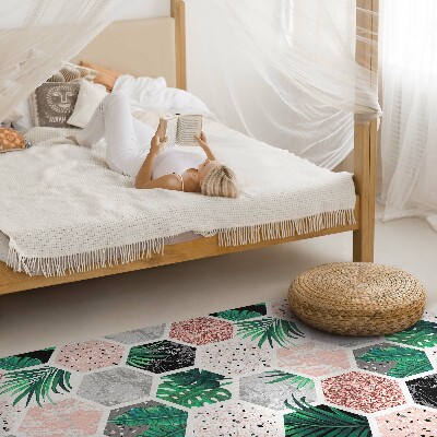 Vinyl tapijt Tropische zeshoeken van planten en stenen