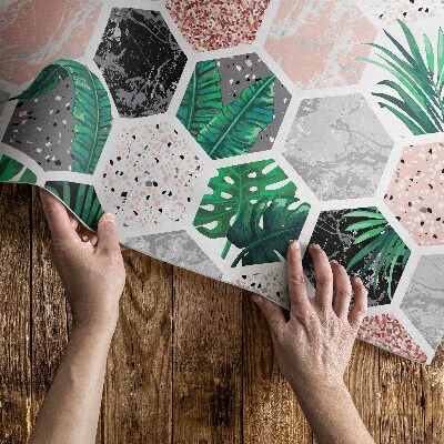 Vinyl tapijt Tropische zeshoeken van planten en stenen