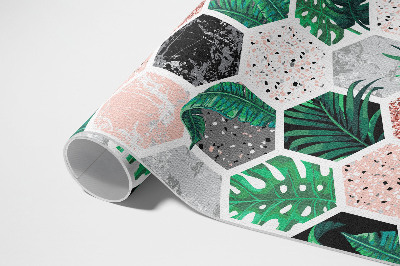 Vinyl tapijt Tropische zeshoeken van planten en stenen
