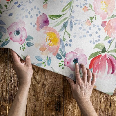 Vinyl tapijt Aquarelbloemen, delicate planten