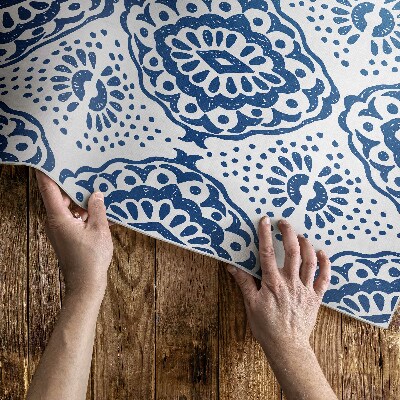 Tapijt vinyl Blauwe decoratieve ornamentpatronen