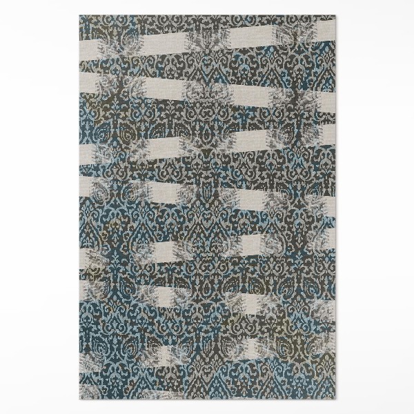 Vinyl vloerkleed vintage stijl ornament en strepen